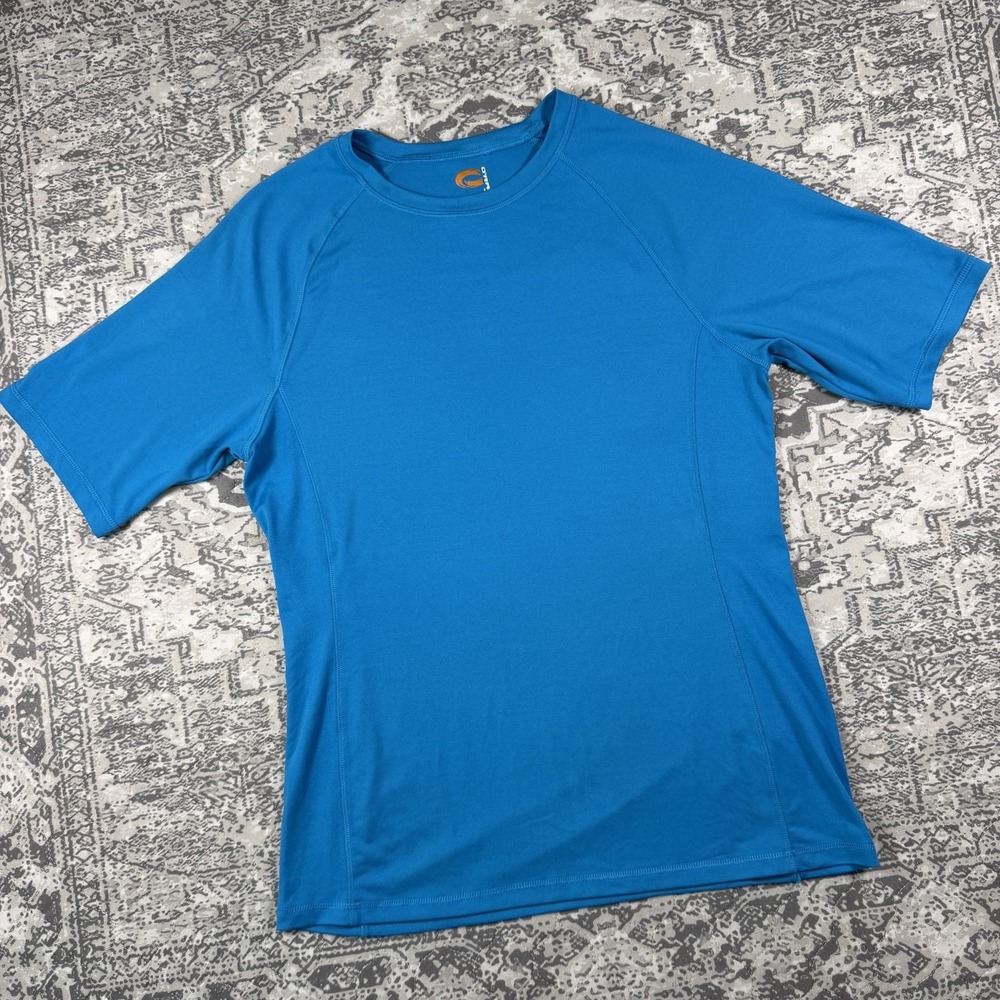 O'rageous Short Sleeve Rash Guard Swim / Fishing Shirt Blue Men's Size Medium